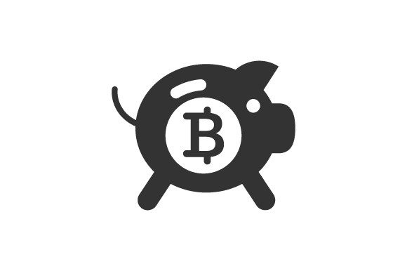 Bitcoin Piggy Bank Icon Graphics and Icons
